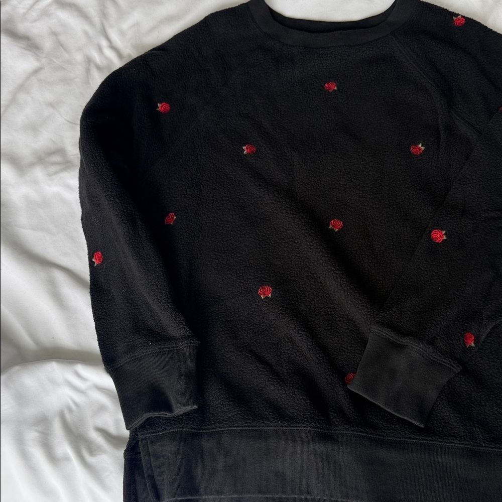 PINK Victoria's Secret Black Sweater with Red Embroidery